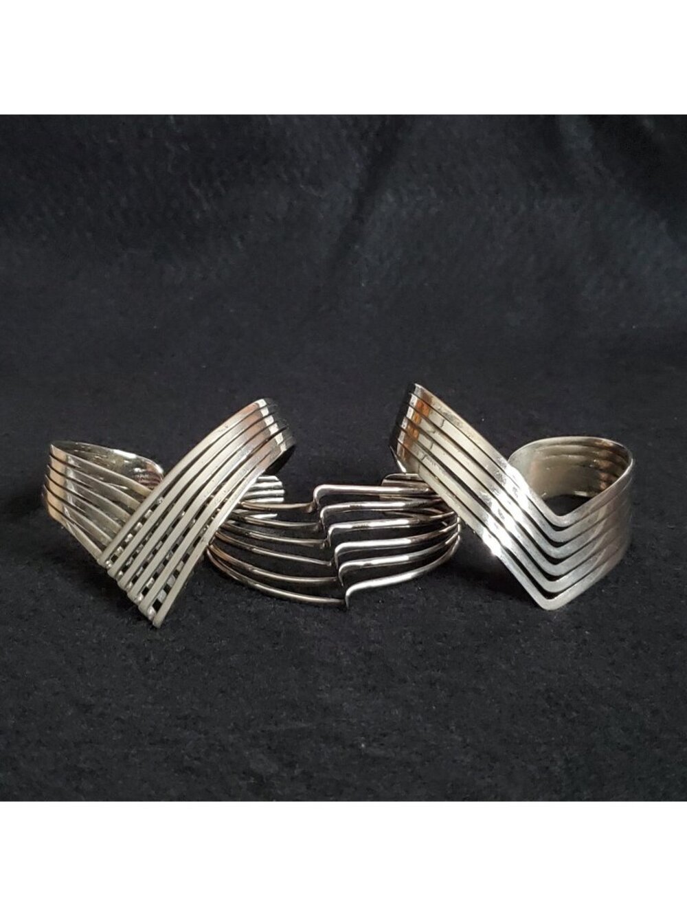 Silver Tone Cuff Bracelet Lot of 3 6"